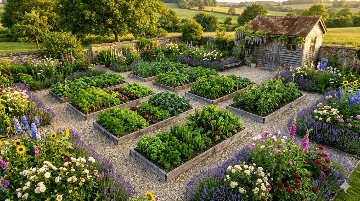 Jardin verdoyant illustrant un entretien soigné avec les bons outils de jardin